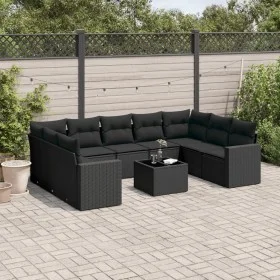 Garden sofa set 10 pieces with black synthetic rattan cushions by , Garden sets - Ref: Foro24-3219395, Price: 624,83 €, Disco...