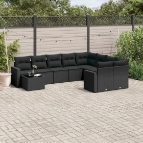Garden sofa set 10 pieces with black synthetic rattan cushions by , Garden sets - Ref: Foro24-3219445, Price: 624,83 €, Disco...