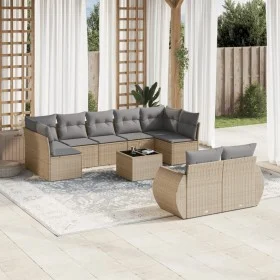 Garden sofa set with beige cushions 10 pieces synthetic rattan by , Modular outdoor sofas - Ref: Foro24-3221828, Price: 625,5...