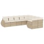 9-teiliges Gartensofa-Set mit beigen synthetischen Rattankissen von , Modulare Sofas für den Außenbereich - Ref: Foro24-32218...