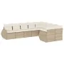 9-teiliges Gartensofa-Set mit beigen synthetischen Rattankissen von , Modulare Sofas für den Außenbereich - Ref: Foro24-32218...