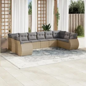 Garden sofa set with beige cushions 10 pieces synthetic rattan by , Modular outdoor sofas - Ref: Foro24-3221868, Price: 646,4...