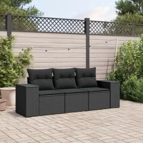 Garden sofa set with cushions 3 pieces black synthetic rattan by , Modular outdoor sofas - Ref: Foro24-3222254, Price: 265,32...