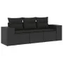 Gartensofa-Set mit Kissen, 3-teilig, schwarzes synthetisches Rattan von , Modulare Sofas für den Außenbereich - Ref: Foro24-3...