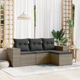 4-piece garden sofa set and gray synthetic rattan cushions by , Modular outdoor sofas - Ref: Foro24-3222469, Price: 256,65 €,...