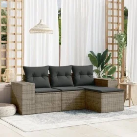 4-piece garden sofa set and gray synthetic rattan cushions by , Modular outdoor sofas - Ref: Foro24-3222469, Price: 265,35 €,...