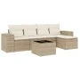Garden sofa set with cushions 6 pieces beige synthetic rattan by , Modular outdoor sofas - Ref: Foro24-3222497, Price: 404,52...