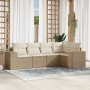 Garden sofa set with cushions 5 pieces beige synthetic rattan by , Modular outdoor sofas - Ref: Foro24-3222527, Price: 368,52...