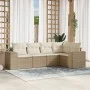 Garden sofa set with cushions 5 pieces beige synthetic rattan by , Modular outdoor sofas - Ref: Foro24-3222527, Price: 397,87...