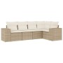 Garden sofa set with cushions 5 pieces beige synthetic rattan by , Modular outdoor sofas - Ref: Foro24-3222527, Price: 368,52...