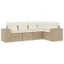 Garden sofa set with cushions 5 pieces beige synthetic rattan by , Modular outdoor sofas - Ref: Foro24-3222527, Price: 397,87...