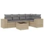 Garden sofa set with cushions 6 pieces beige synthetic rattan by , Modular outdoor sofas - Ref: Foro24-3222538, Price: 399,03...