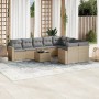 Garden sofa set with beige cushions 10 pieces synthetic rattan by , Modular outdoor sofas - Ref: Foro24-3251786, Price: 674,9...