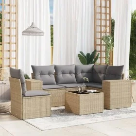 Gartensofa-Set mit Kissen, 6-teilig, beiges synthetisches Rattan von , Gartensets - Ref: Foro24-3222578, Preis: 399,66 €, Rab...