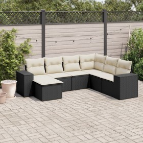 7-piece garden dining set and black synthetic rattan cushions by , Garden sets - Ref: Foro24-3222895, Price: 392,60 €, Discou...