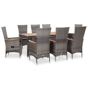 Set de comedor de jardín 9 pzas y cojines ratán sintético gris by vidaXL, Garden sets - Ref: Foro24-46044, Price: 962,01 €, D...