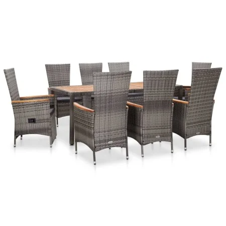 Set de comedor de jardín 9 pzas y cojines ratán sintético gris by vidaXL, Garden sets - Ref: Foro24-46044, Price: 892,91 €, D...