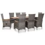 Set de comedor de jardín 9 pzas y cojines ratán sintético gris by vidaXL, Garden sets - Ref: Foro24-46044, Price: 892,91 €, D...