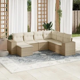 7-teiliges Gartensofa-Set und beige synthetische Rattankissen von , Gartensets - Ref: Foro24-3222897, Preis: 481,14 €, Rabatt: %