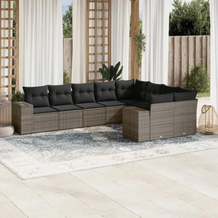 9-teiliges Gartenmöbel-Set und graue synthetische Rattankissen von , Gartensets - Ref: Foro24-3223039, Preis: 563,61 €, Rabat...