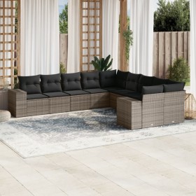 10-piece garden sofa set with gray synthetic rattan cushions by , Garden sets - Ref: Foro24-3223109, Price: 611,61 €, Discoun...