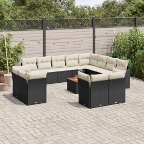 Garden sofa and cushion set 13 pieces black synthetic rattan by , Garden sets - Ref: Foro24-3223949, Price: 821,57 €, Discoun...