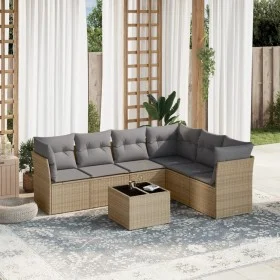 7-piece garden sofa set and beige synthetic rattan cushions by , Garden sets - Ref: Foro24-3249528, Price: 431,86 €, Discount: %