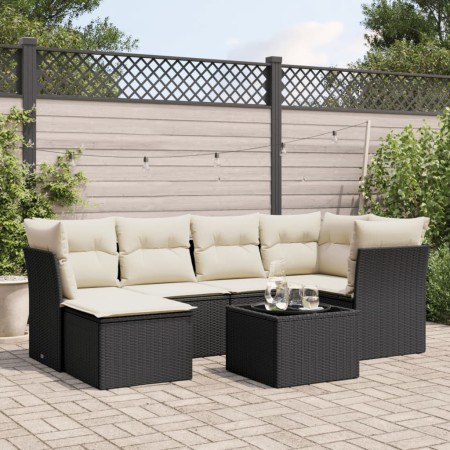 Set de comedor de jardín 7 pzas y cojines ratán sintético negro de , Conjuntos de jardín - Ref: Foro24-3249795, Precio: 417,5...