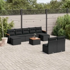 Gartensofa-Set 10-teilig mit schwarzen synthetischen Rattankissen von , Gartensets - Ref: Foro24-3258779, Preis: 569,76 €, Ra...