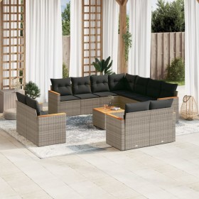 12-teiliges Gartensofa-Set mit grauen synthetischen Rattankissen von , Gartensets - Ref: Foro24-3258910, Preis: 794,55 €, Rab...