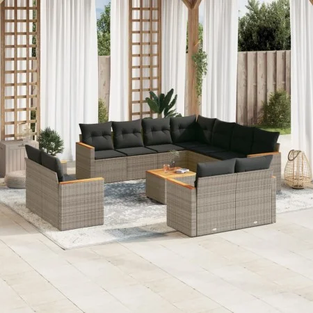 12-piece garden sofa set with gray synthetic rattan cushions by , Garden sets - Ref: Foro24-3258910, Price: 787,36 €, Discoun...
