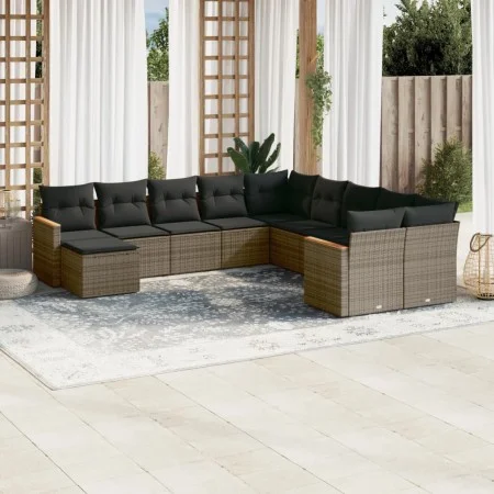 11-piece garden sofa set and gray synthetic rattan cushions by , Garden sets - Ref: Foro24-3258973, Price: 647,24 €, Discount: %