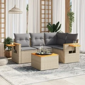 Garden sofa set with cushions 5 pieces beige synthetic rattan by , Garden sets - Ref: Foro24-3259182, Price: 339,59 €, Discou...