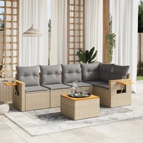 Garden sofa set with cushions 6 pieces beige synthetic rattan by , Garden sets - Ref: Foro24-3259196, Price: 403,12 €, Discou...