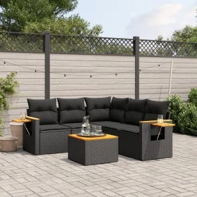 6-piece garden sofa set and black synthetic rattan cushions by , Garden sets - Ref: Foro24-3259206, Price: 412,73 €, Discount: %