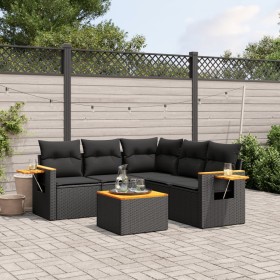 Set de sofás de jardín 6 piezas y cojines ratán sintético negro de , Conjuntos de jardín - Ref: Foro24-3259206, Precio: 436,2...