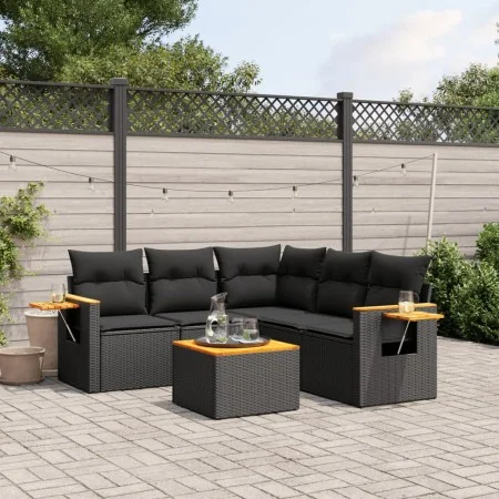 6-piece garden sofa set and black synthetic rattan cushions by , Garden sets - Ref: Foro24-3259206, Price: 412,78 €, Discount: %