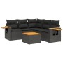Set de sofás de jardín 6 piezas y cojines ratán sintético negro