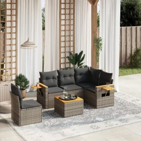 6-teiliges Gartenmöbel-Set und graue synthetische Rattankissen von , Gartensets - Ref: Foro24-3259225, Preis: 385,59 €, Rabat...