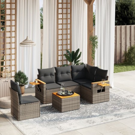 6-teiliges Gartenmöbel-Set und graue synthetische Rattankissen von , Gartensets - Ref: Foro24-3259225, Preis: 385,91 €, Rabat...