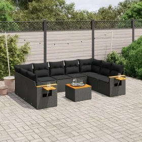 Garden sofa set 10 pieces with black synthetic rattan cushions by , Garden sets - Ref: Foro24-3259521, Price: 657,90 €, Disco...