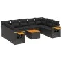 Gartensofa-Set 10-teilig mit schwarzen synthetischen Rattankissen von , Gartensets - Ref: Foro24-3259521, Preis: 657,90 €, Ra...