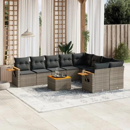 10-piece garden sofa set with gray synthetic rattan cushions by , Garden sets - Ref: Foro24-3259554, Price: 615,89 €, Discoun...