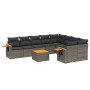 Set de sofás de jardín 10 pzas con cojines ratán sintético gris de , Conjuntos de jardín - Ref: Foro24-3259554, Precio: 606,51 €