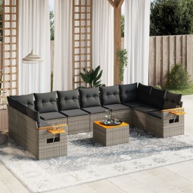 11-teiliges Gartensofa-Set und graue synthetische Rattankissen von , Gartensets - Ref: Foro24-3259575, Preis: 660,39 €, Rabat...