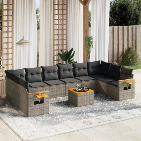 11-piece garden sofa set and gray synthetic rattan cushions by , Garden sets - Ref: Foro24-3259575, Price: 659,57 €, Discount: %