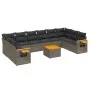 11-piece garden sofa set and gray synthetic rattan cushions by , Garden sets - Ref: Foro24-3259575, Price: 659,57 €, Discount: %