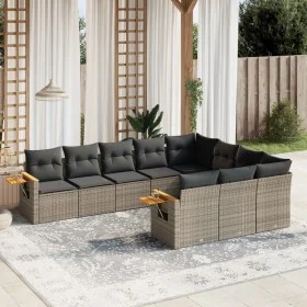 10-piece garden sofa set with gray synthetic rattan cushions by , Garden sets - Ref: Foro24-3259582, Price: 619,81 €, Discoun...