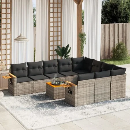11-teiliges Gartensofa-Set und graue synthetische Rattankissen von , Gartensets - Ref: Foro24-3259589, Preis: 659,57 €, Rabat...