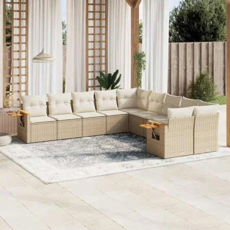 Garden sofa set with beige cushions 10 pieces synthetic rattan by , Garden sets - Ref: Foro24-3259594, Price: 674,56 €, Disco...